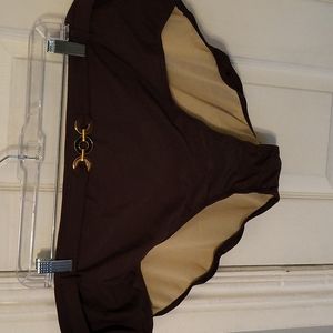 NWOT Faded Glory 3X 22-24 Lined Swim Bottoms w/ Faux Belt Gold and Blac…